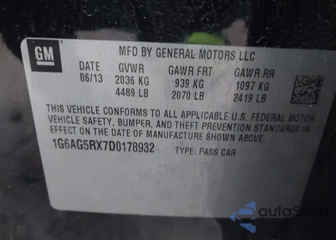 2013 Cadillac Ats Standard из США, поврежденный, VIN 1G6AG5RX7D0178932